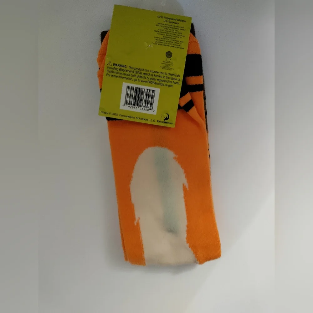Puss in Boots Cat Shrek DreamWorks Character Socks - Orange and Brown 6-12 .